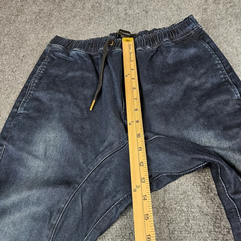 Zanerobe Sureshot Jogger Pants Mens 32 Dark Blue Faded Slim Fit Drawstring Denim